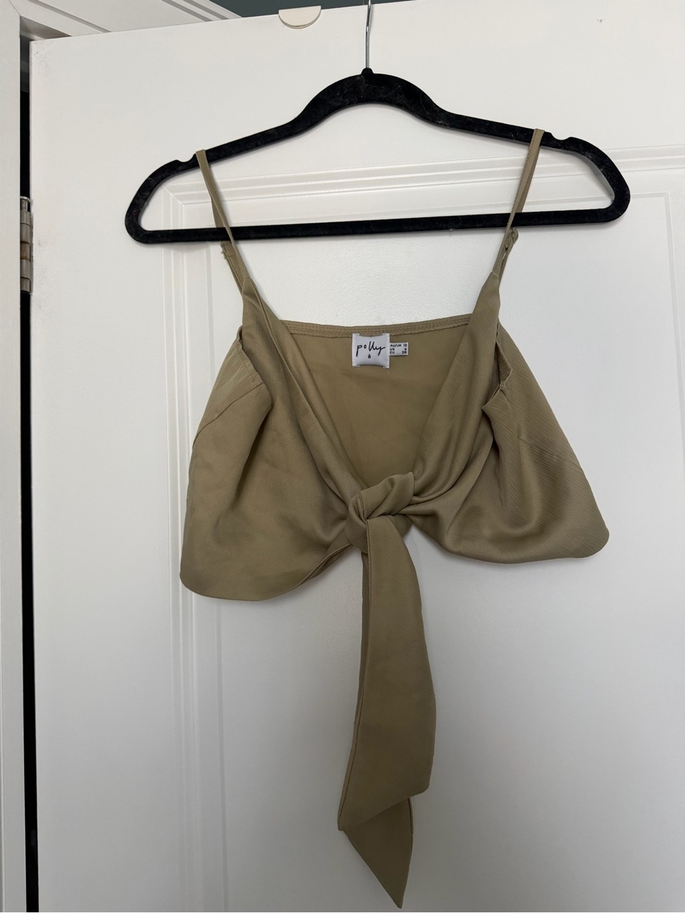Princess Polly Olive Tie-Front Crop Top